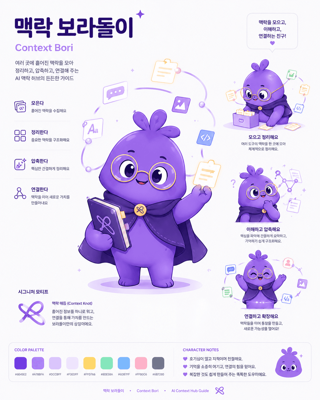 맥락 보라돌이 캐릭터 컨셉 보드